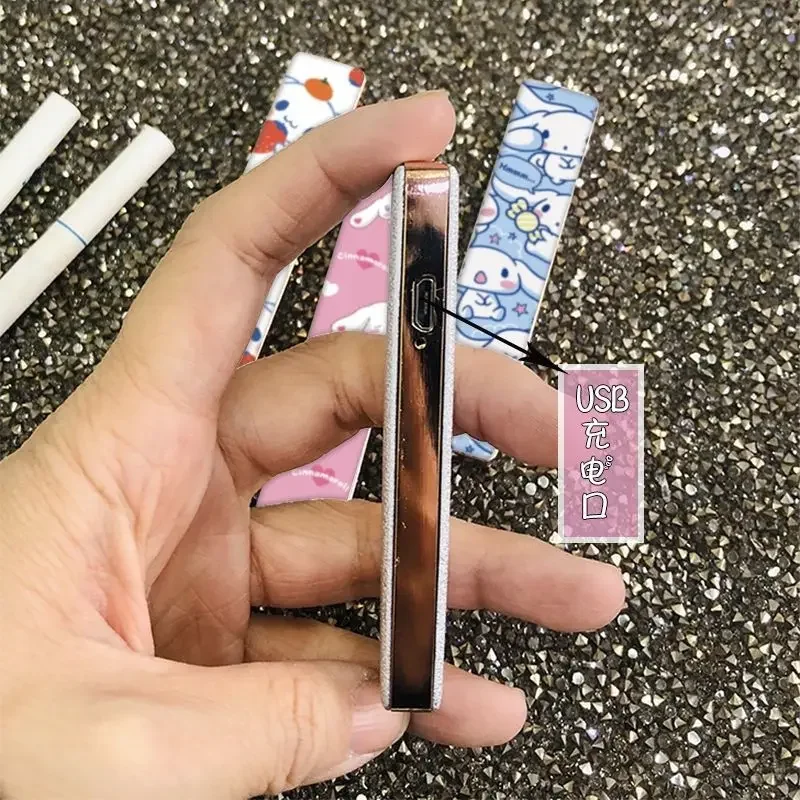 Cinnamoroll Kuromi personalized creative cartoon pattern compact portable rechargeable windproof electronic cigarette lighter