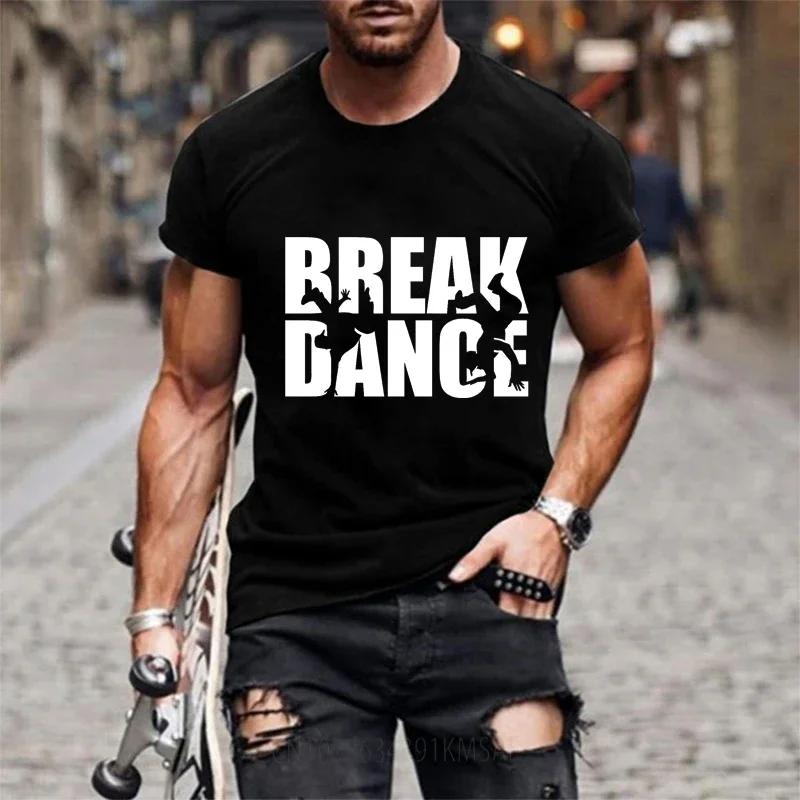 Camiseta de manga corta con estampado de Break Dance para hombre, camisa informal con cuello redondo, ropa luminosa de verano, alta calidad