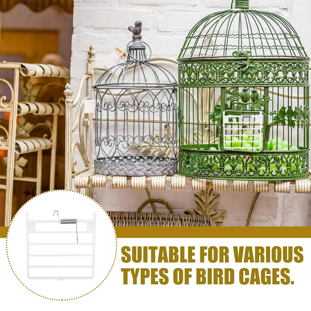 

5Pcs Bird Cage Door Spring Wire Plastic Hanging Replacement Small Bird Cage Supplies Anti Escape Design Food Box Fixed Door