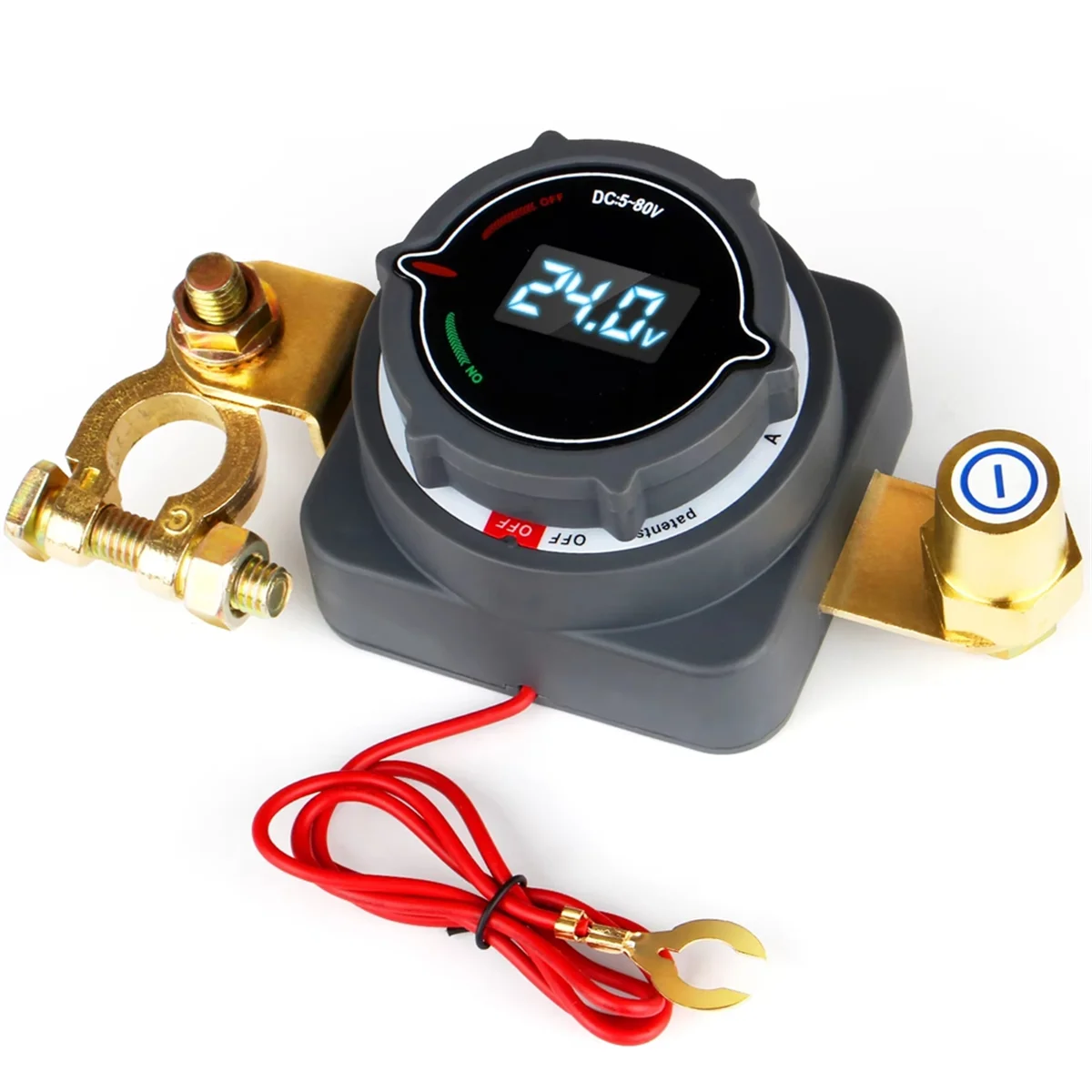 Interrupteur de déconnexion de batterie supérieure avec voltmètre, interrupteur marche/arrêt DC 5-80V pour bateau marin RV voiture camion