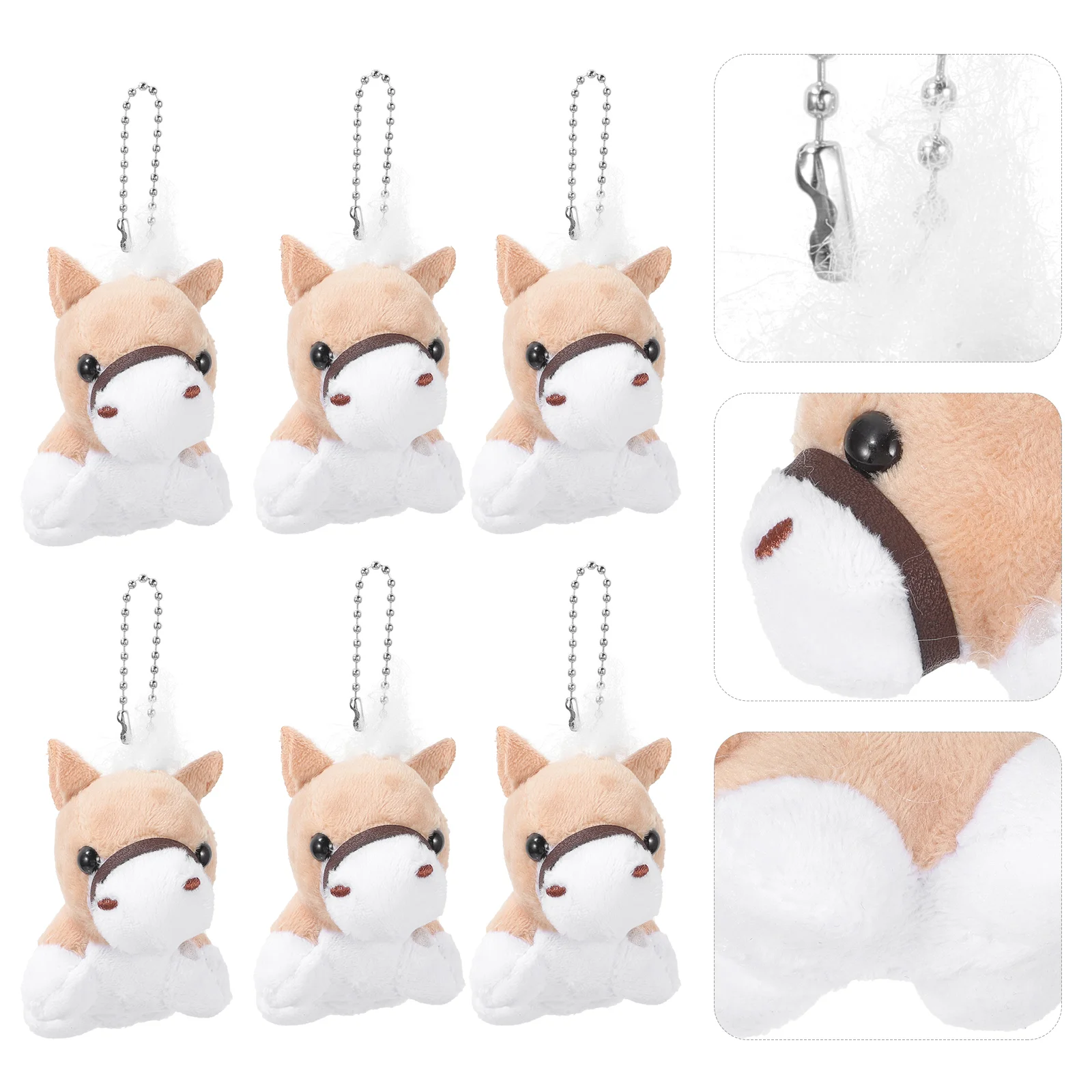 

12 Pcs Wooden Toy Animals Horse Plush Keychain for Girls Pp Cotton Kawaii Ornaments