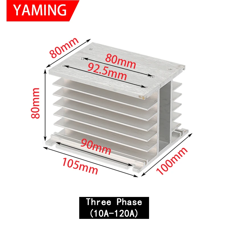 Solid State Relay Radiator Heat Sink Base SSR 10-200A Single/Three Phase Aluminum Accessory