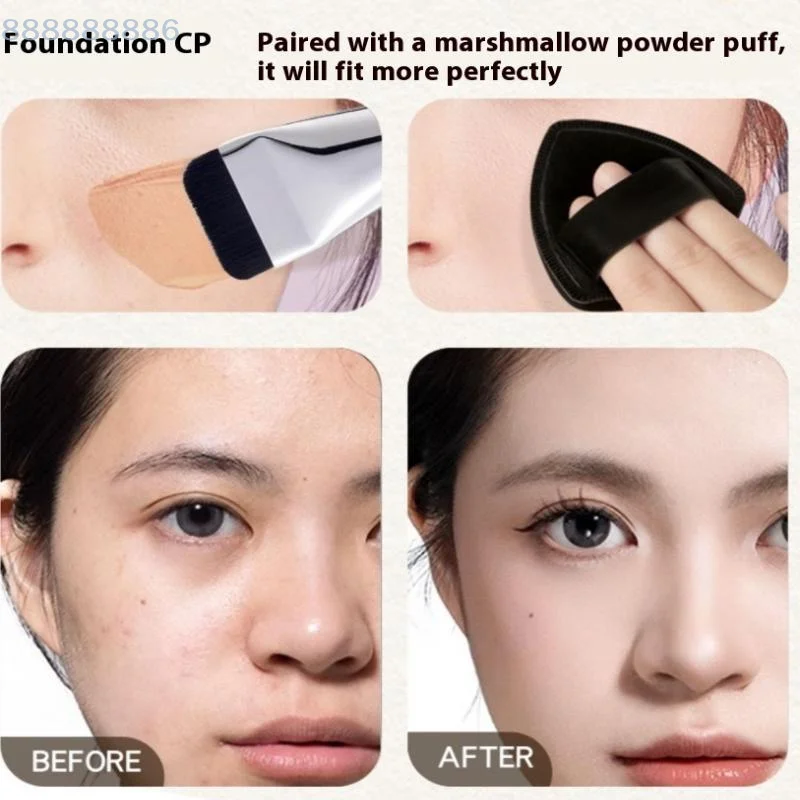 แปรงแต่งหน้าชนิดน้ำน้ำหนักเบาพร้อมหัวแบนแบบคำเดียว ฟองน้ำรองพื้น อุปกรณ์เสริมเครื่องมือแต่งหน้า