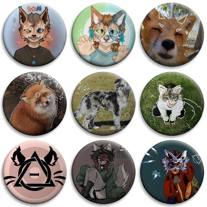 New Pop Therian Delta Symbol Soft Button Pins Cartoon Rainbow Therian Sign Creative Brooches Round Badge Bag Clothes Decor Gifts