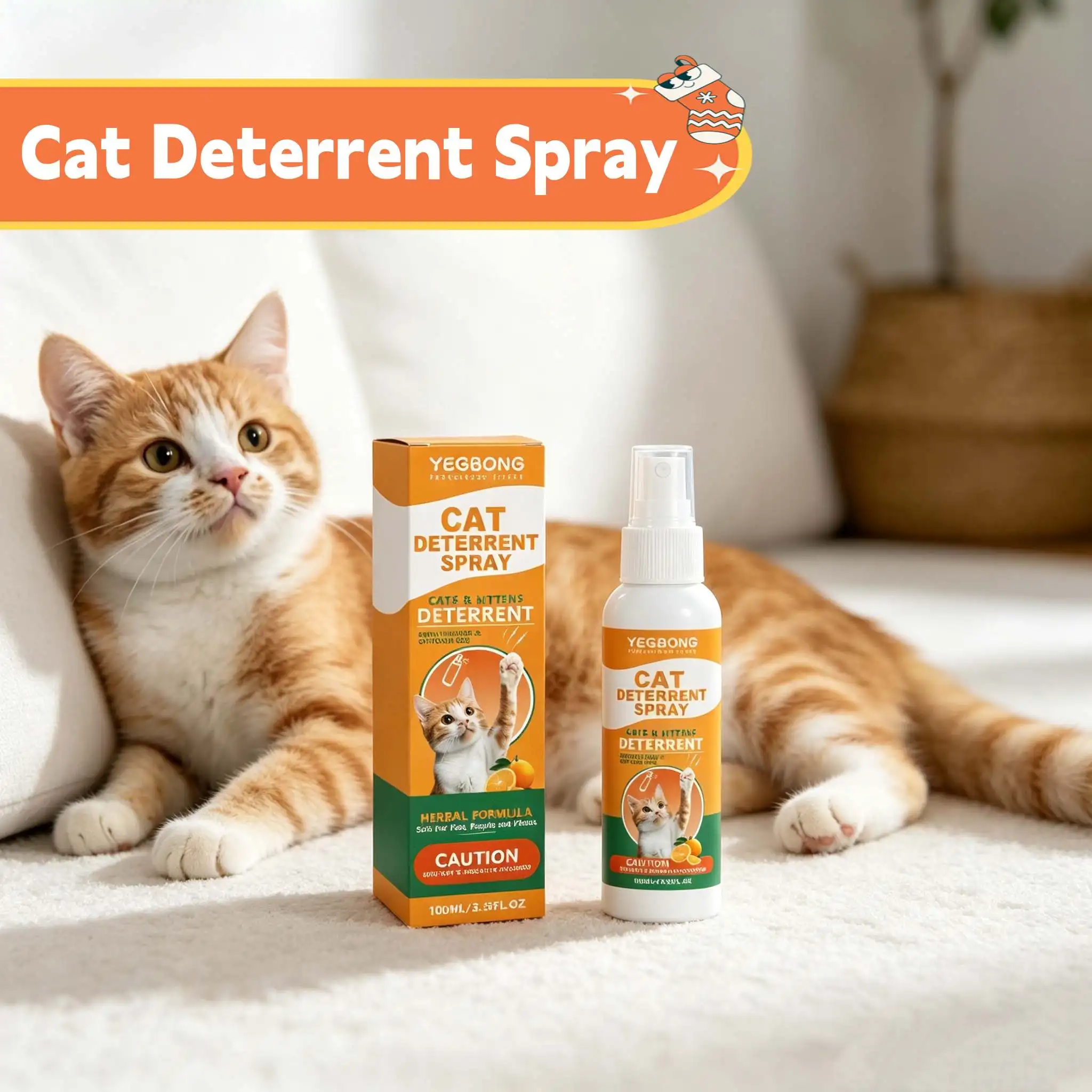 Spray Répulsif Anti-Chat pour Uriner, Anti-Rayures et Anti-Morsures pour Meubles et Tapis, Empêche les Marques d'Urine, Élimine les Odeurs Intérieures, Spray Soin du Chat