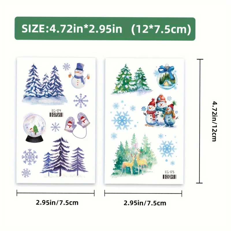 تصاميم ندفة الثلج، رجل الثلج، البطريق والرنة |   مثالي لحفلات العطلات، حشو الجوارب وحقائب الهدايا