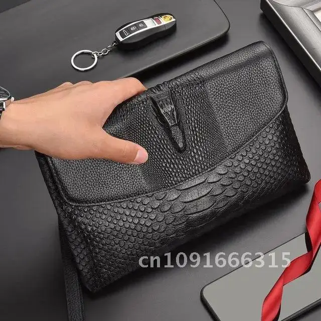 New Fashion Business Men's Long Clutches Wallet High Quality Leather Natural Purses Male Cow Cash Clutch Real Leather Genuine