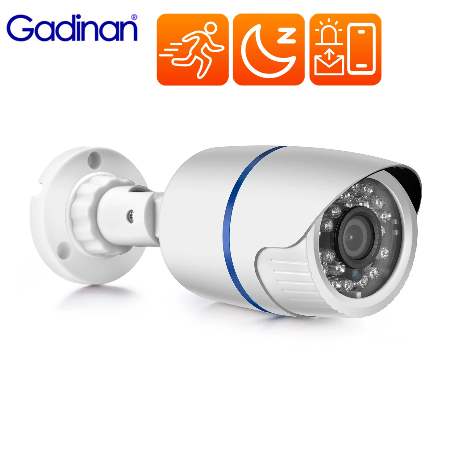 Gadinan HD 4K IP Face Detection Camera 8MP 5MP POE Wired Surveillance Outdoor Waterproof 24pcs IR LED Night Vision Camera XMEye