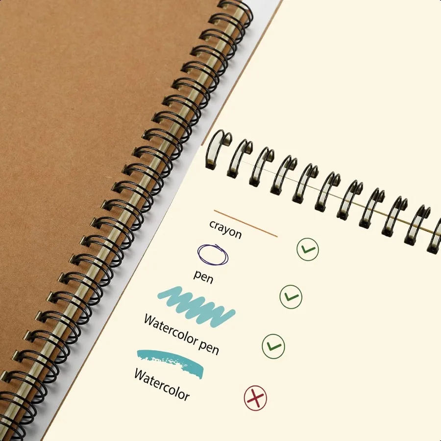 7 Pack Blank Spiral Notebook A5 Unlined Spiral Notebook 100 Pages Journal Sketch Books 8.3x 5.5 Soft Cover Kraft Diary Planner