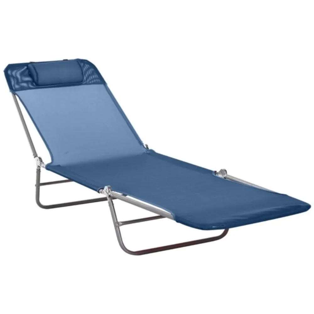 Fold-out recliner/beach chair load-bearing, waterproof powder-coated steel foldable design for easy transport of headrests