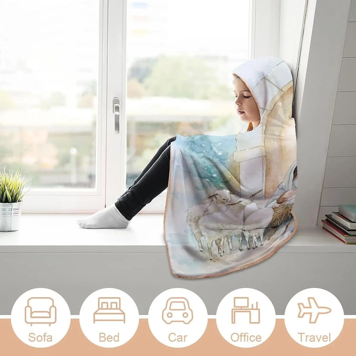 شاحنة حمراء مع شجرة عيد الميلاد والعلم مقنعين بطانية شجرة عيد الميلاد عطلة الشتاء أفخم الدافئة رقيق بطانية يمكن ارتداؤها بطانية