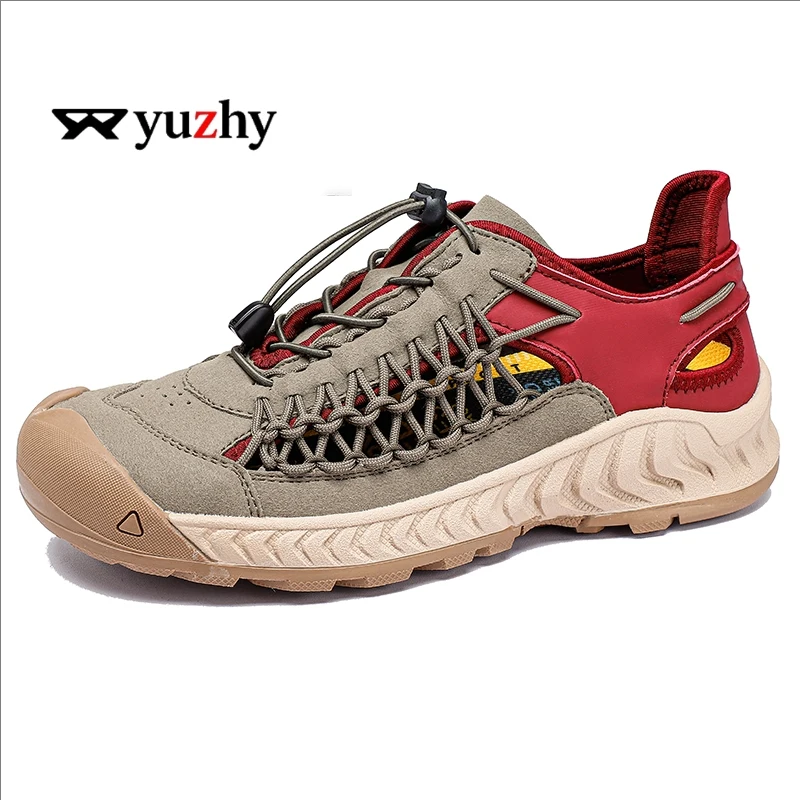 

Summer Men Sandals Genuine Leather Mens Casual Shoes Outdoor Men Leather Sandals for Men Beach Shoes Roman mens Shoes