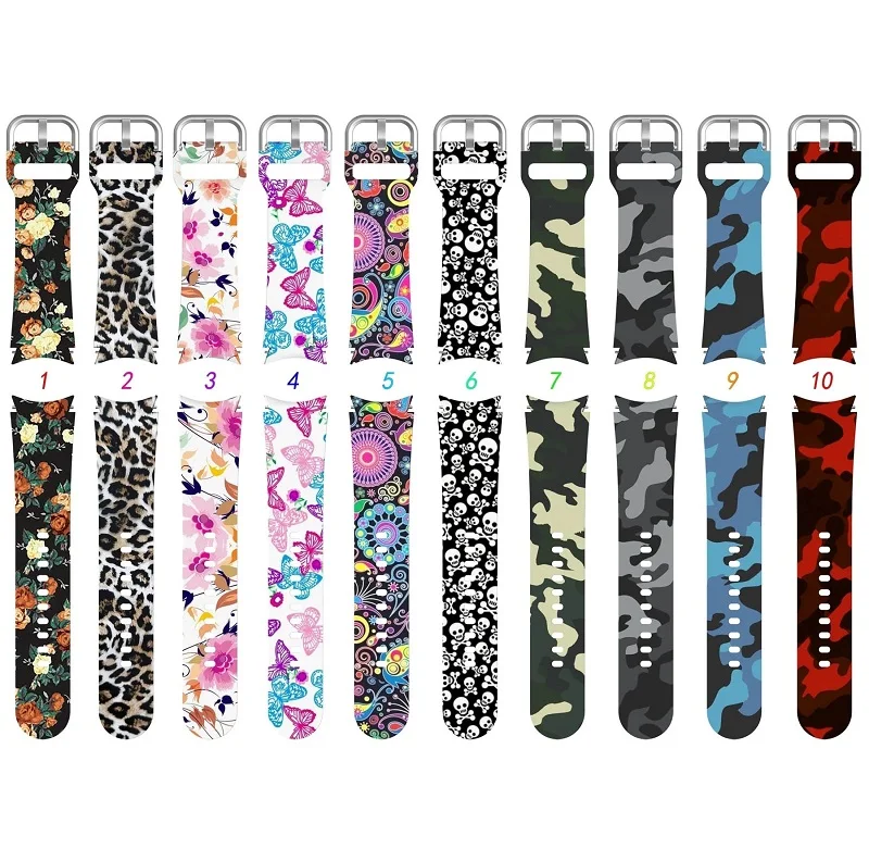 

New 20 mm Gapless Printed WatchBand for Samsung Galaxy Watch4 40 44mm/Watch4 Classic 42 46mm/Strap Curved End Silicone Wristband