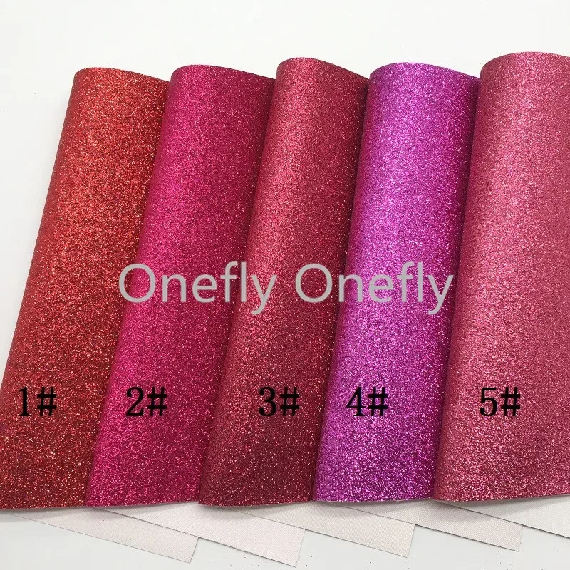 Onefly Wholesales Dropshipping Leather Supplier Shimmer Fine Glitter Faux Vinyl Leather Fabric Sheets For Bow DIY GM3006B