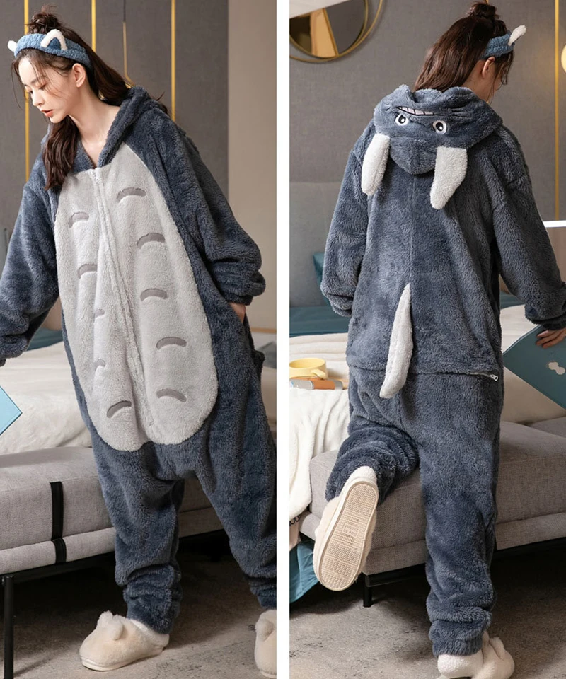 Kigurumi Pyjama Lingere Flanell Anime Cartoon Halloween Cosplay Kostüme Homewear Langarm Overall Babydoll Onsies Overall