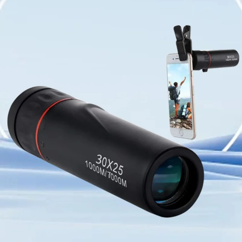 Mini 30x25 Outdoor HD Monocular Telescope Portable Mobile Phone Telescope with Holder Camping Hunting Birdwatching Telescopes
