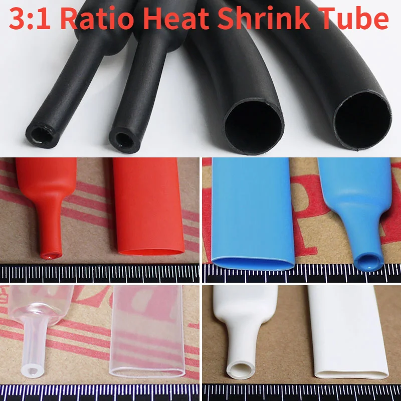 1.6mm~39mm Diameter PE 3:1 Ratio Heat Shrink Tube Adhesive Lined Dual Wall With Thick Glue Wire Wrap Waterproof Kit Cable Sleeve