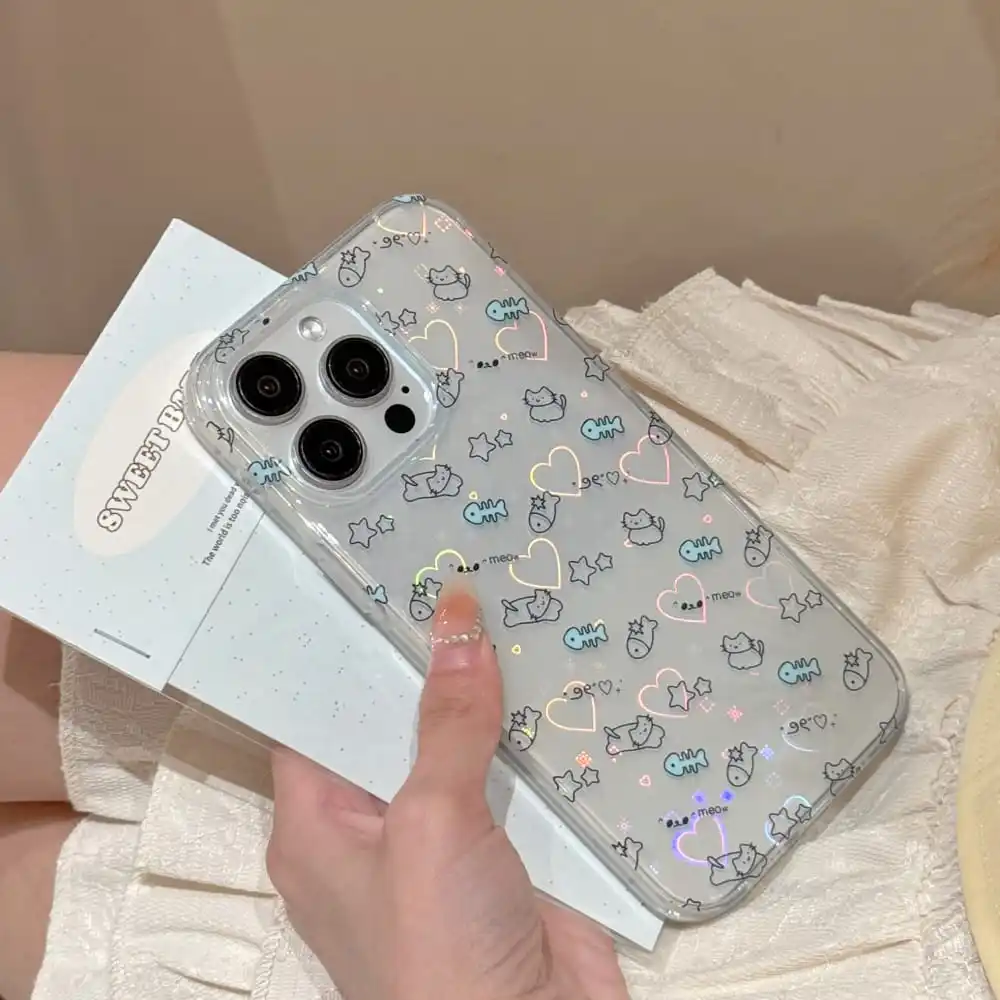 Bonita funda de teléfono con dibujos animados para Iphone, carcasa protectora transparente anticaída para Iphone 12, 13, 14, 15 Pro Max, gran oferta