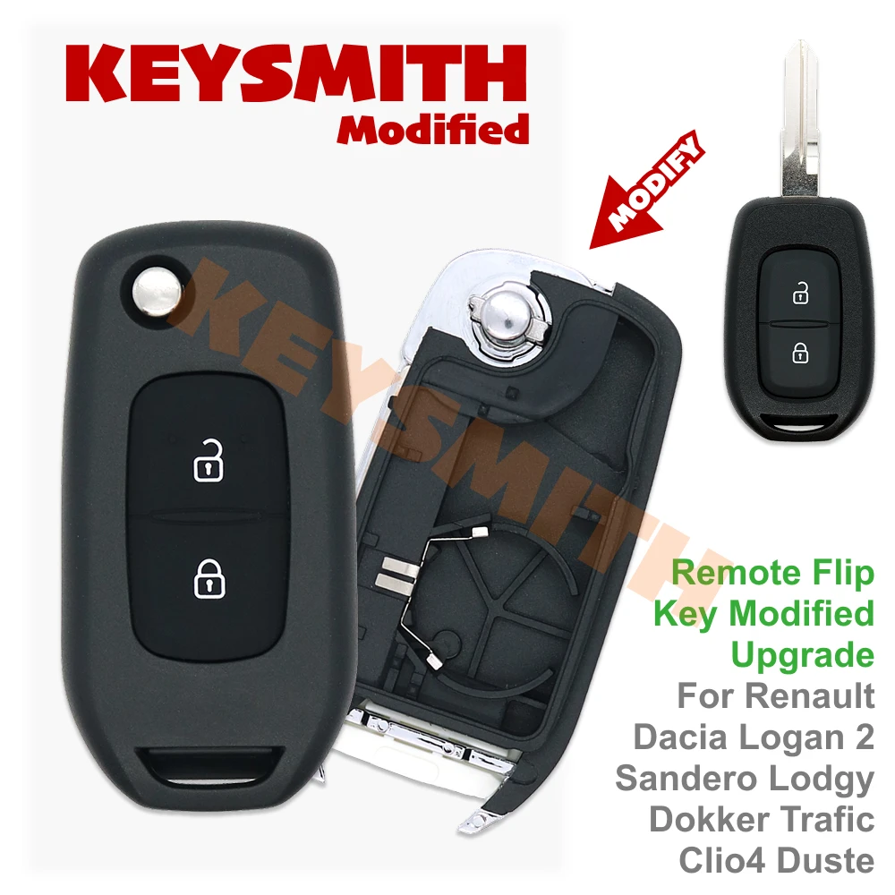 KEYSMITH Remote Flip Key Modified Upgrade For Renault Dacia Logan 2 Sandero Lodgy Dokker Trafic Clio4 Duster Fob Case