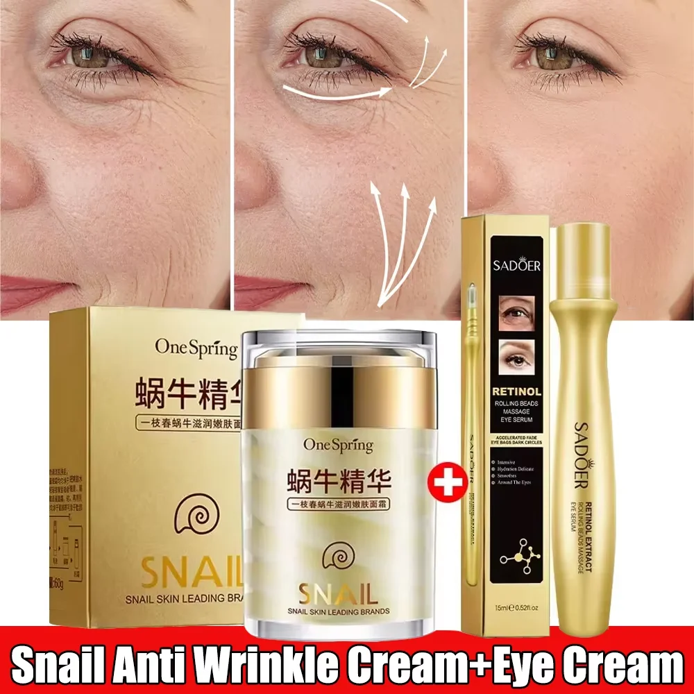 

Retinol Wrinkle Removal Face Cream Snail Anti Aging Firming Skin Eye Massage Roller Fade Dark Eye Circles Eye Bag Serum Products