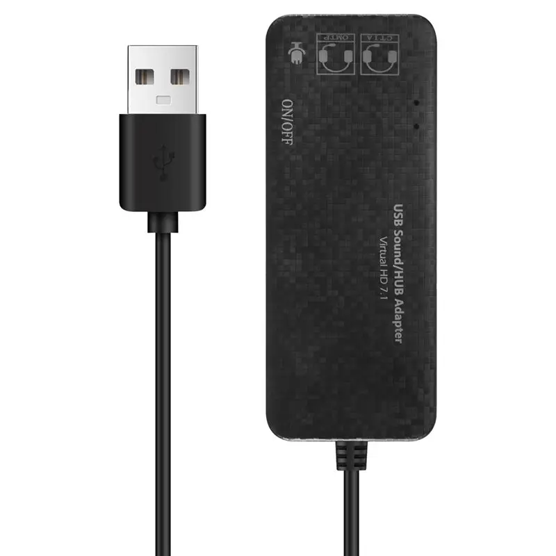 B92B-3 Port Usb 2.0 Hub External 7.1Ch Sound Card Headset Microphone Adapter For Pc