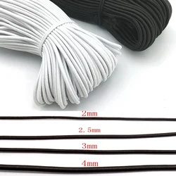 Wholesale 1mm 2mm 3mm 4mm White Black Thin Round Elastic Bands Elastic Rope Tape Cord Wedding for DIY Sewing Clothes Accessories