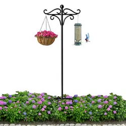 Garden Hook For Bird Feeder Garden Hook Shepherds Hook Heavy Duty Iron Adjustable Hook Outside With 5 Prongs Base For Outside