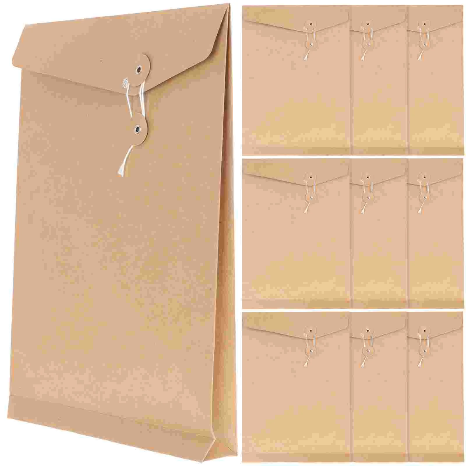 

10 Pcs Kraft Paper Bag File Holder Document Organizer Envelope Wall-mounted A4 Envelopes