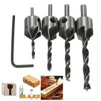 4pcs HSS Countersink Wood Drill Steel Countersink Drill Set 5 Flute 3mm-6mm