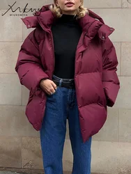 MiuKoMiYa-Parkas gruesas y cálidas para mujer, Chaqueta larga acolchada de algodón con capucha, abrigos de invierno, color gris