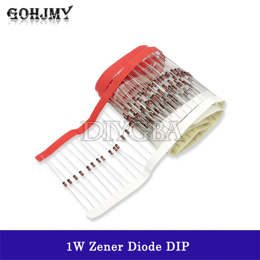 100PCS/lot 1W Zener diode DO-41 3V 3V3 3V6 3V9 4V3 4V7 5V1 5V6 6V2 6V8 7V5 8V2 9V1 10V 11V 12V 13V 15V 1N4733A 1N4742A 1N4728A