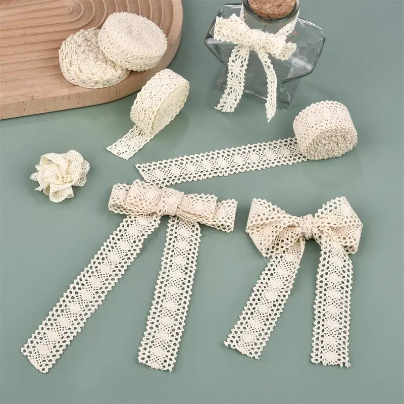 5 ياردة القطن الدانتيل تقليم الشريط البيج للخياطة خليط القطن الكروشيه الدانتيل DIY بها بنفسك الملابس فستان الخياطة شريط قماش