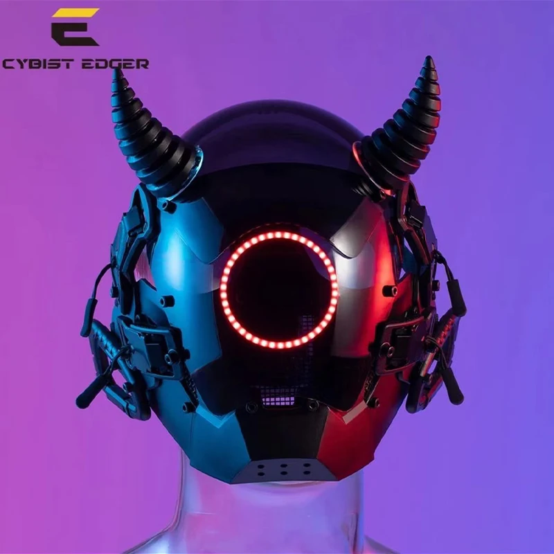 Led Cyberpunk Helm Gezichtsmasker Ritme Technologie Comic Display Cosplay Gloeiend Gezichtsveranderend Cool Masker Schietrekwisieten Decoratie - afbeelding 1