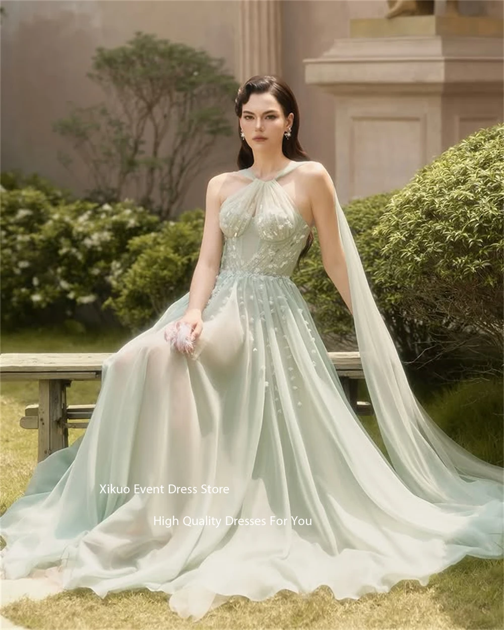 فستان سهرة من Xikuo Fairy Mint Green تول على شكل حرف A لحفلات الزفاف فستان صيفي على شكل قلب مزين بفساتين الرقص للحفلات الراقصة حسب الطلب #3