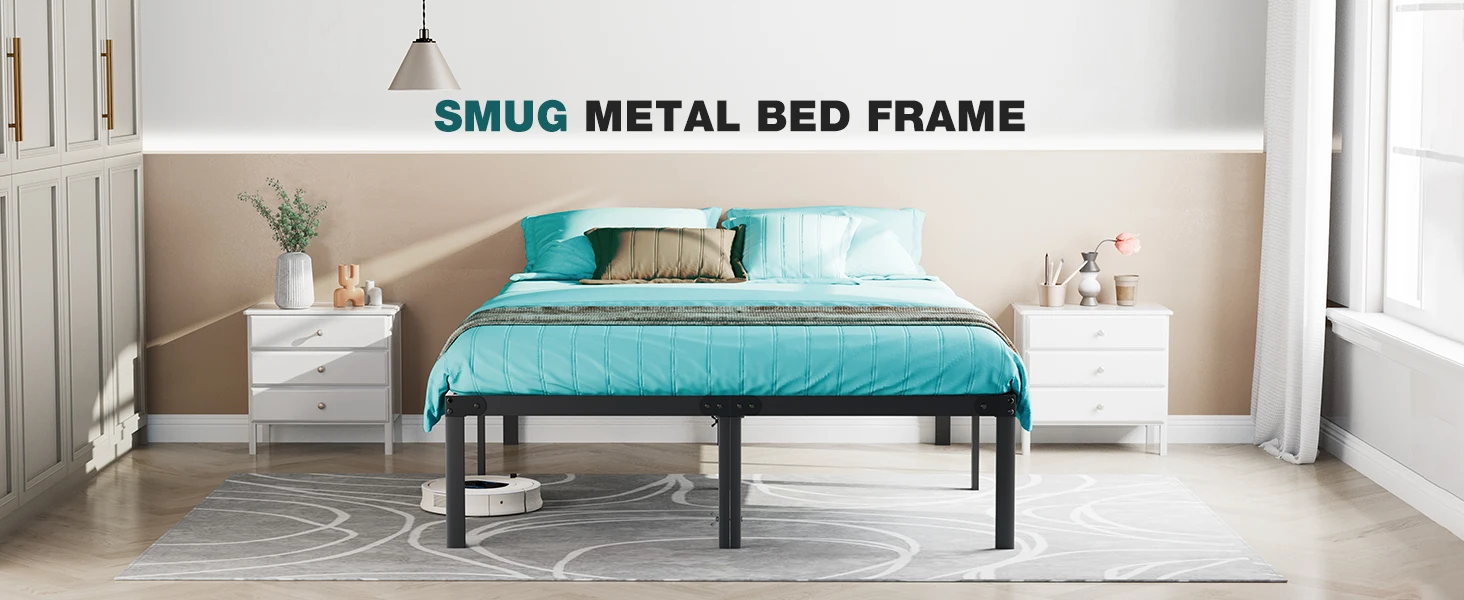 Under bed storage clearance with minimalist black metal platform bed frame