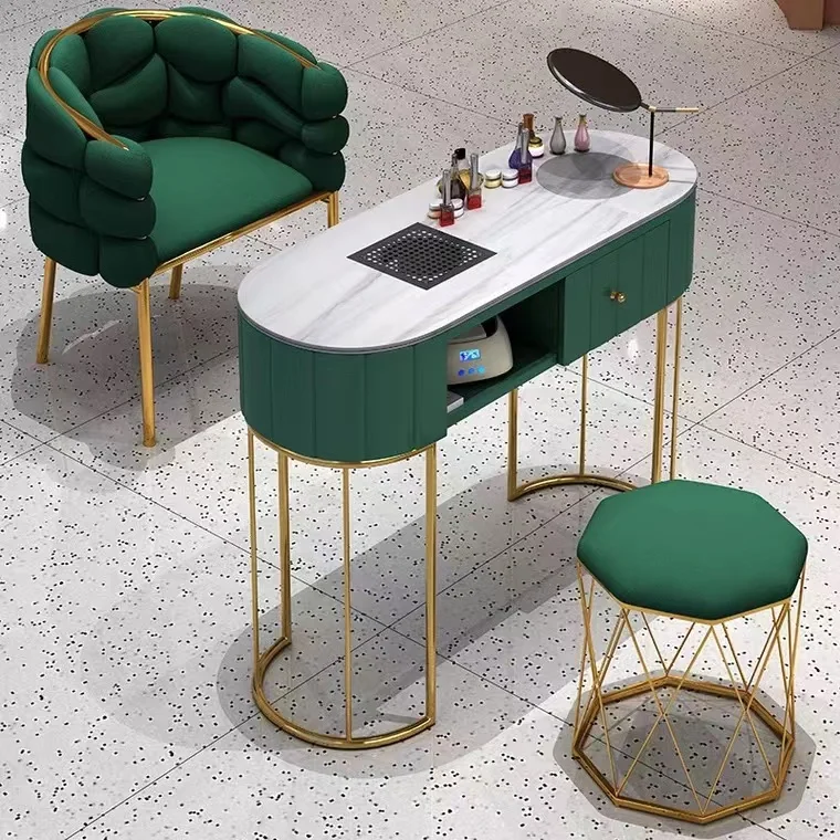 Nice Nails Bar Station Salon Furniture Wood Nail Tables Nail Desk Manicure Table with Chair view 3