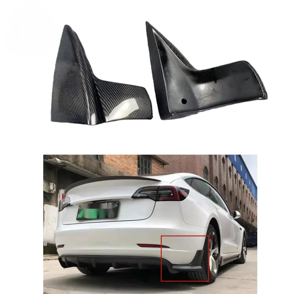 

For Tesla Model 3 Carbon Fiber Wind Knife Rear Wrap Angle RZ Style Kit Bumper Wind Knife