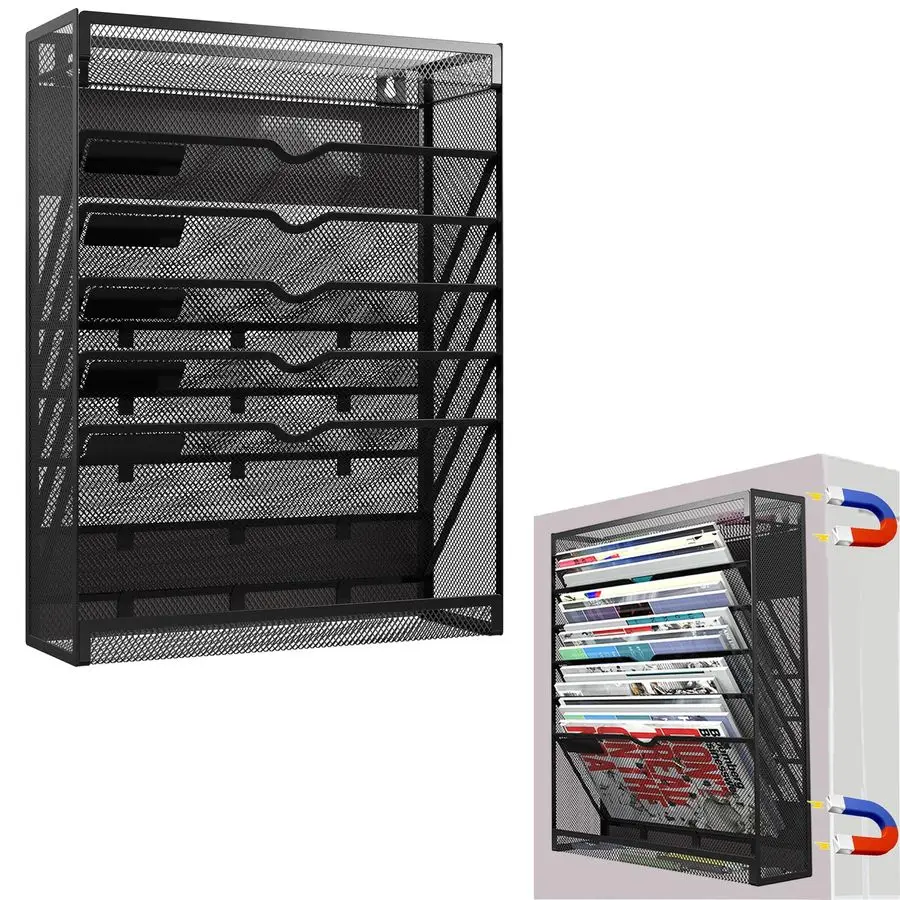 

Magnetic File Holder, No Drilling Wall File Organizer, Hanging File Organizer, Vertical Holder Rack for File Cabinets, Whiteboar