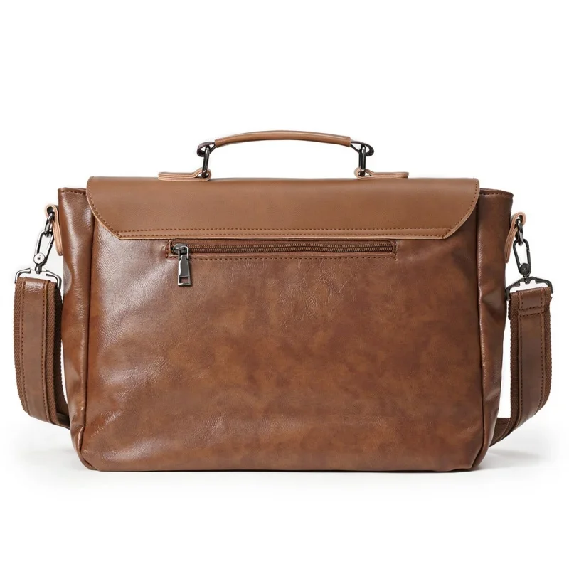 Vintage Leather Men's Briefcase Large Capacity Shoulder Messenger Bag Business Man Handbag