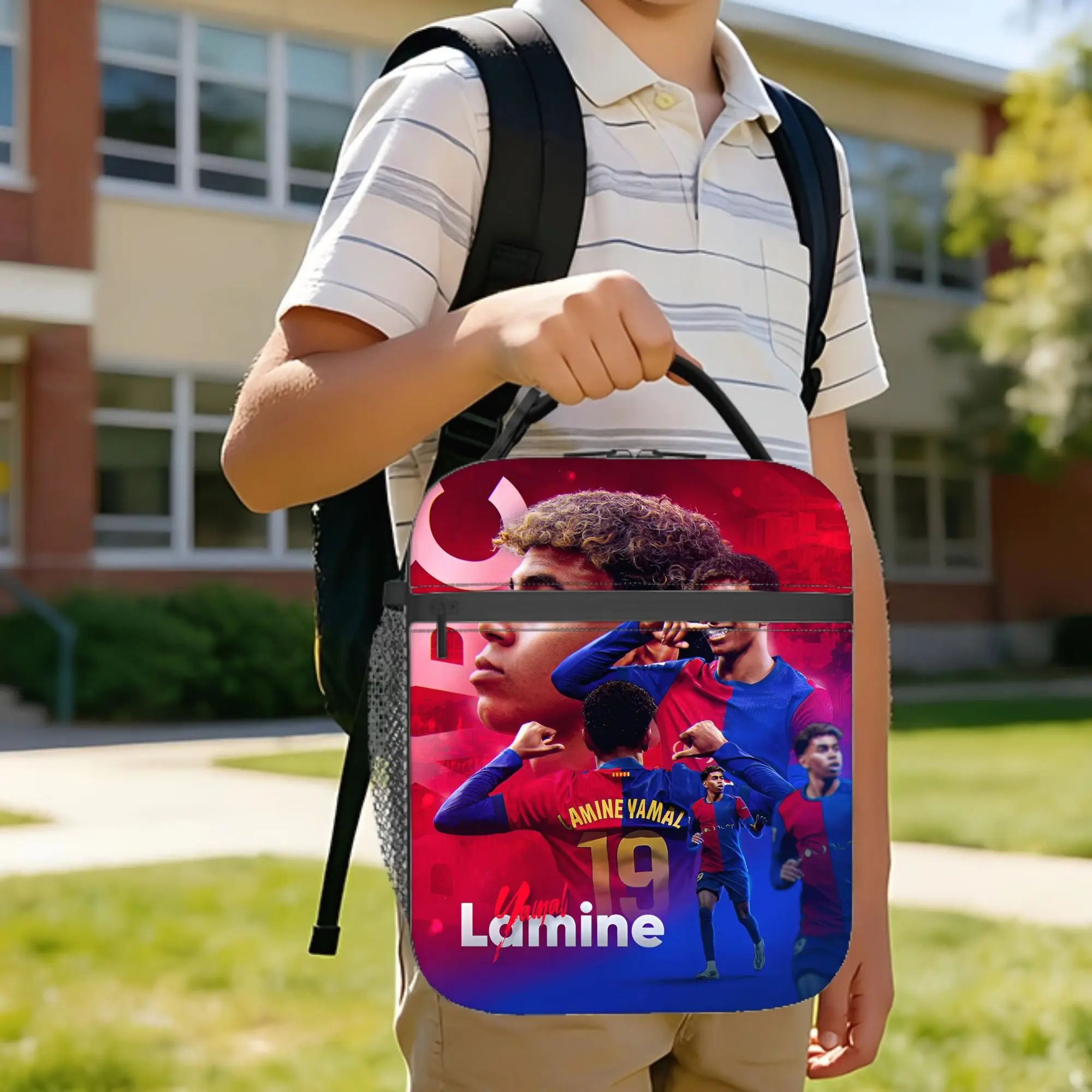 Lamine Y-Yamal Football Number 19 Insulated Lunch Bag Cooler Bag Reusable,Meal Container High Capacity Tote Lunch Box Picnic