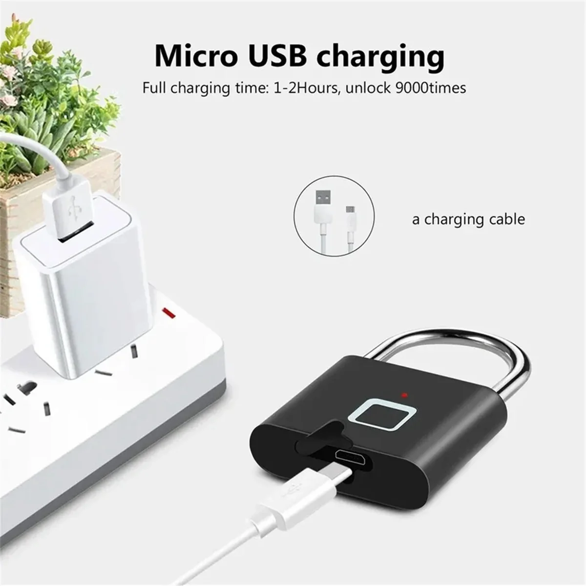 ELBA Keyless USB Charging Fingerprint Lock Inteligentna kłódka Wodoodporna