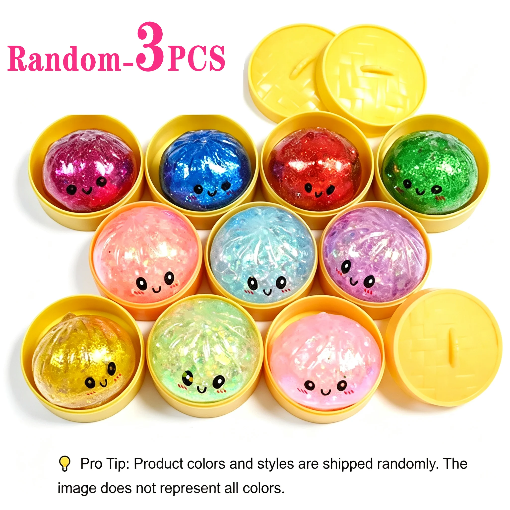 2026 Glitzer-Glow Dumpling Squishy Stressbälle Bunte Fidget Sensorik-Spielzeuge Stressabbau Dehnbares Schreibtisch-Spielzeug für Kinder und Erwachsene