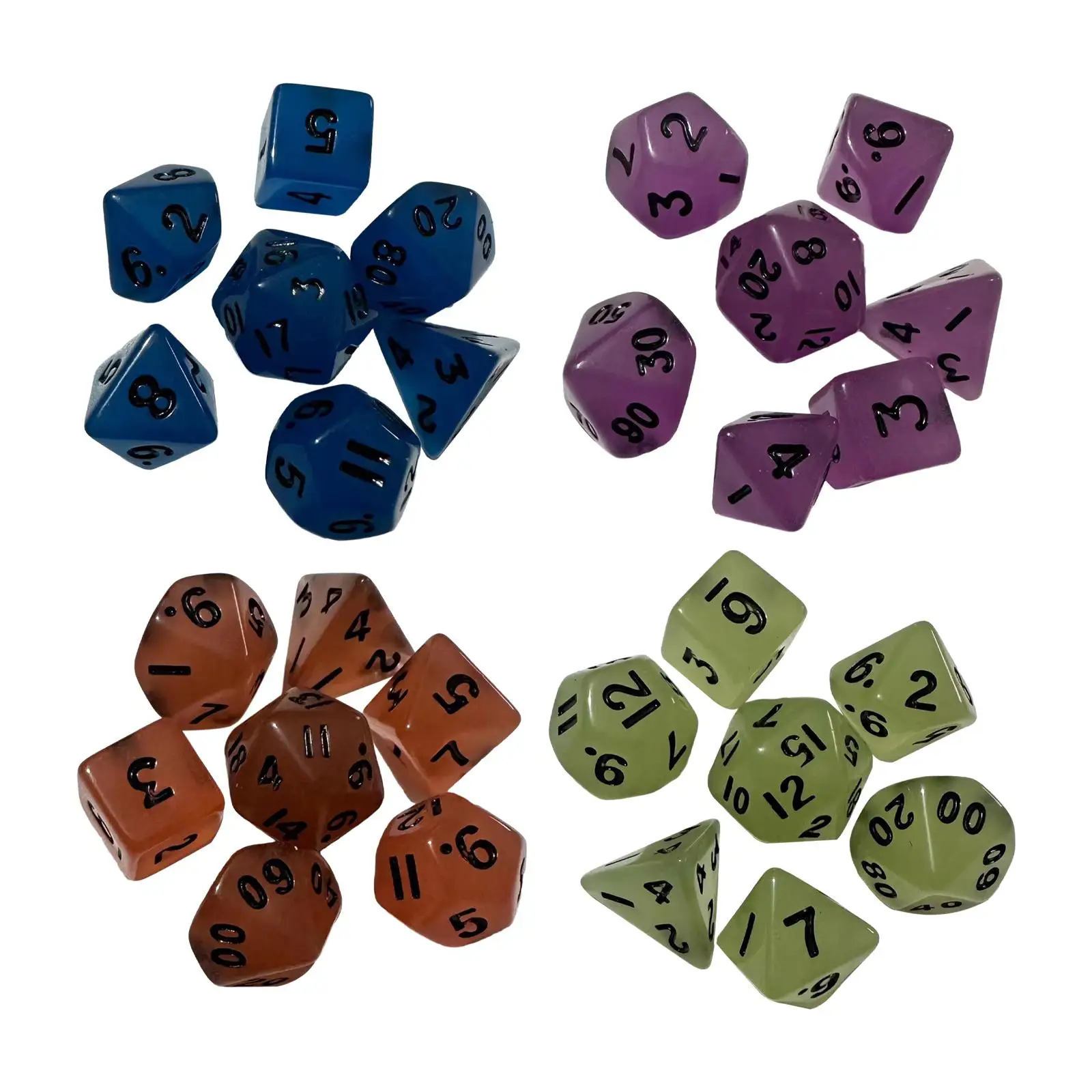 7Pcs Luminous Dices Set Role Playing Game Dices Party Supplies Entertainment