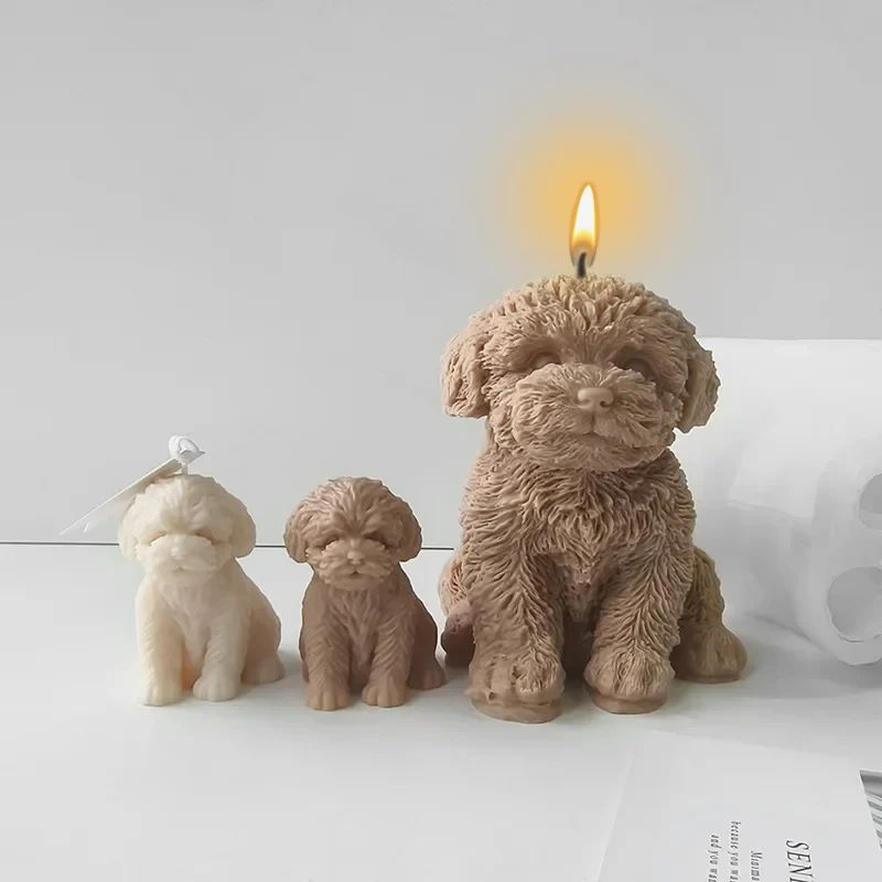 

Teddy Dog Head Candle Mold Cute Animal Shape Handmade Aromatherapy Plaster Soap Silicone Mould DIY Home Decoration Tools