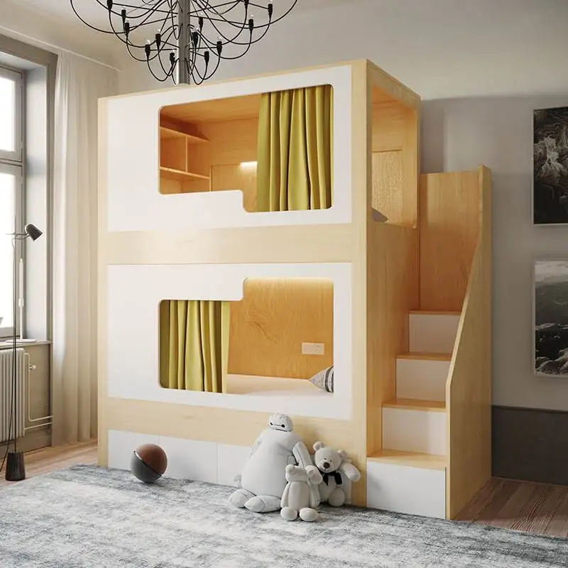 Youth hostel bunk beds, solid wood dormitory apartment, upper and lower multi-function beds