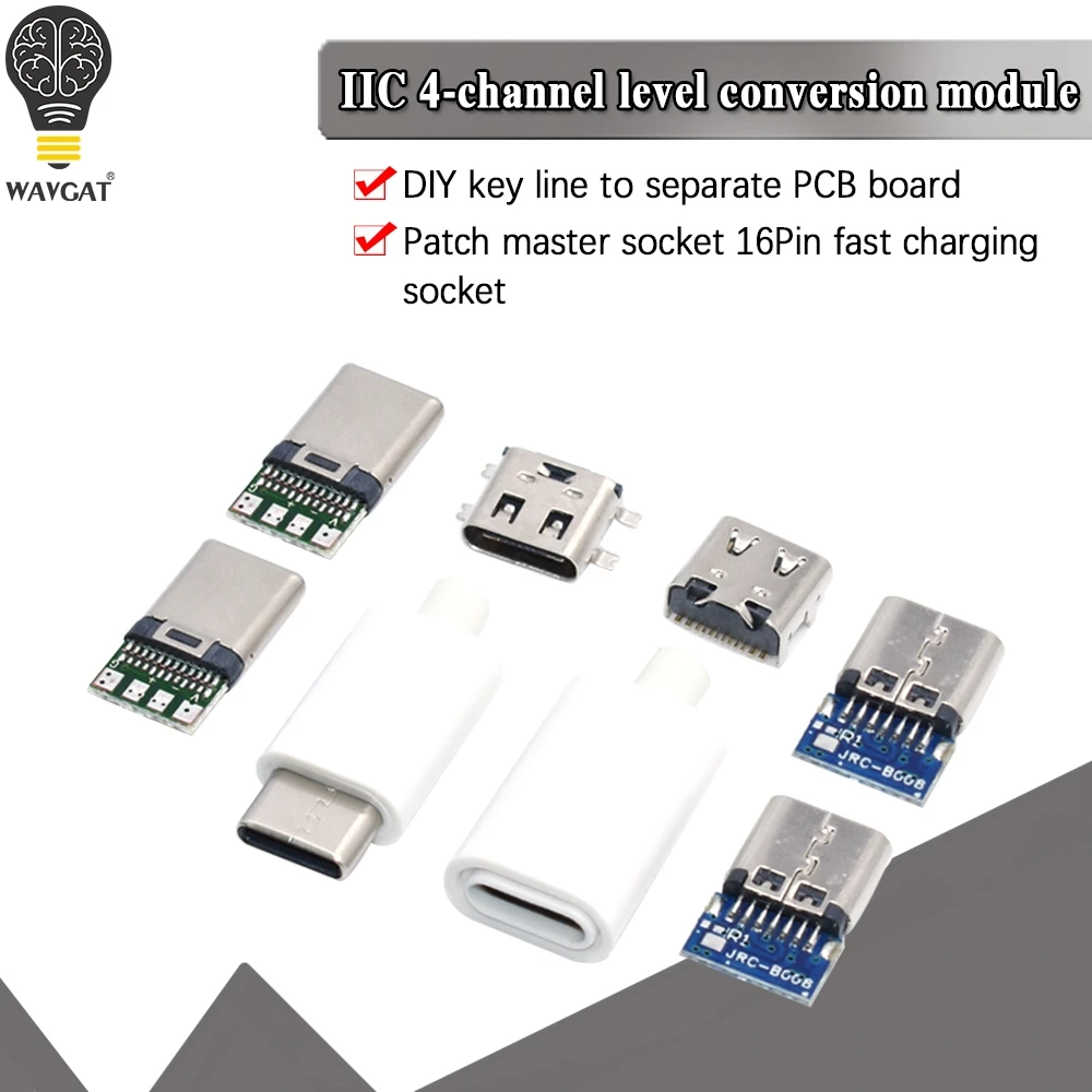 5PCS Type C USB 3.1 Connector 16PIN Fast Charging Male Socket Plug To Solder Wire & Cable PCB Board Module 56K Resistor