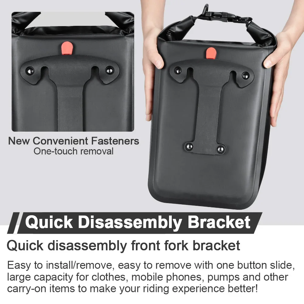 NEWBOLER 10L Quick Release Bicycle Fork Bag 10L Waterproof Electric Hunting Bike Bag Electric Bike Bag Bicycle Accessories