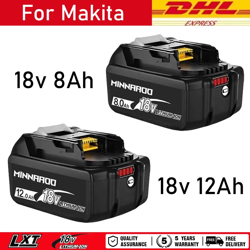 

100% Compatible | For Makita 18V 8/12Ah Li-On rechargeable | Compatible with BL1815, BL1830, BL1840, BL1850, BL1860