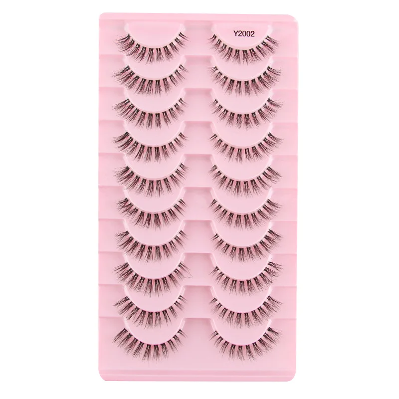 10 ペア透明バンドつけまつげフルストリップナチュラルウィスピー D カーリーつけまつげブラック 5-10 ミリメートル混合まつげメイクアップ