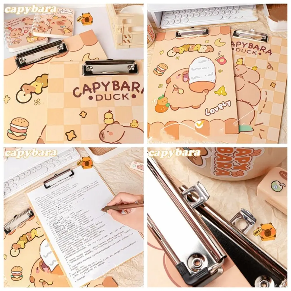 Carpeta de Clip de tablero A4 estética, carpeta de archivos de Capibara para documentos atractivos, soporte de papel, almacenamiento de archivos, portapapeles de escritura